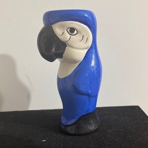 Vintage Parrot Vase Mug Tiki Tropical Drink Glass/Vase Blue Parrot - 8”